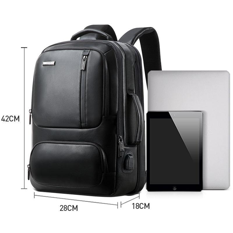 BOPAI™ Luxury Genuine Leather Expendable 15.6 Inch Laptop Backpack (US – The Official Bopai Store