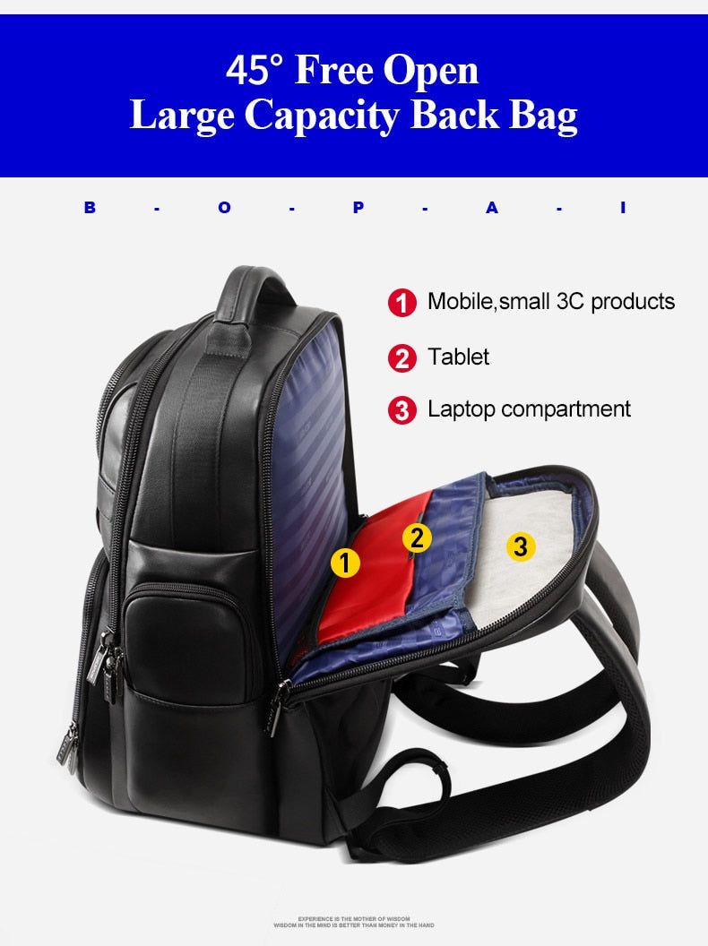 bopai 15.6 inch anti theft business laptop backpack BOPAI™ Luxury Genuine Leather Anti-Theft 15.6 Laptop Backpack (USB Port)-A0004